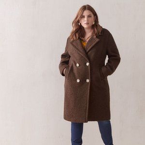 NWT Addition Elle Double-Breasted Wool Coat